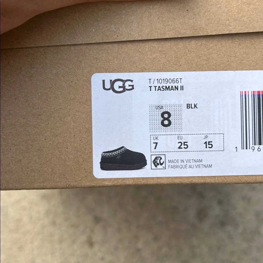UGG Toddler Tasman Slippers Black Size 6 & 8 Nwt